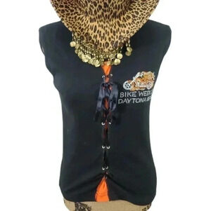 BIKE Week Lace up studded Tank. Size Large